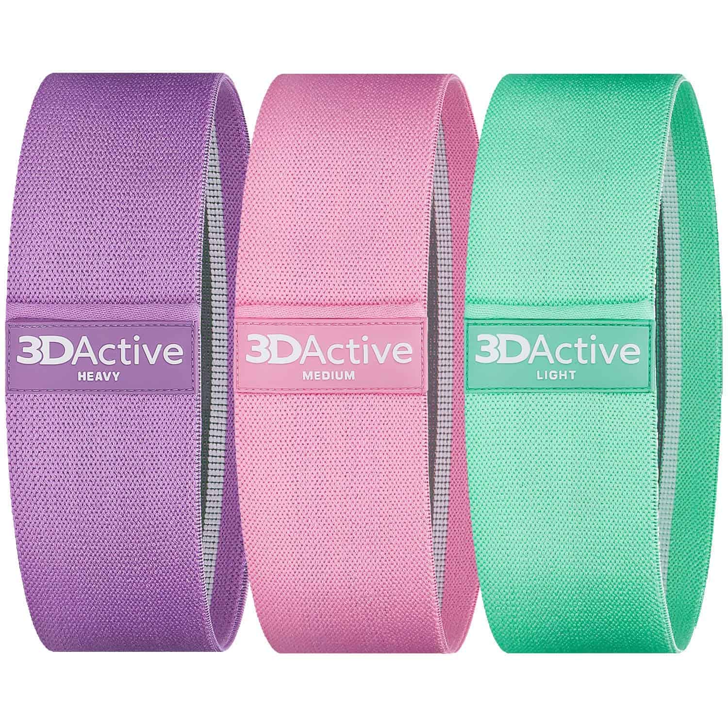 Bandas de Resistencia de Tela 3DActive -Morado, Rosa, Verde