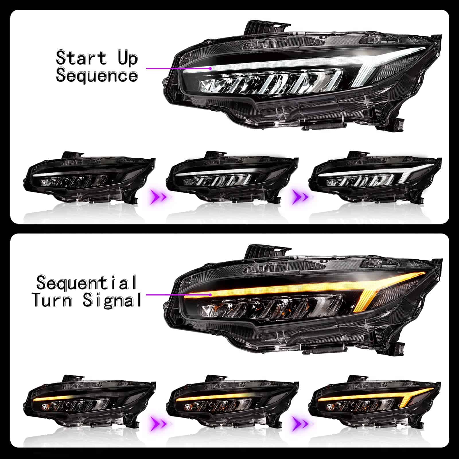 Faros ARCHAIC para Honda Civic de 10ª Generación 2016-2022, - Imagen 4