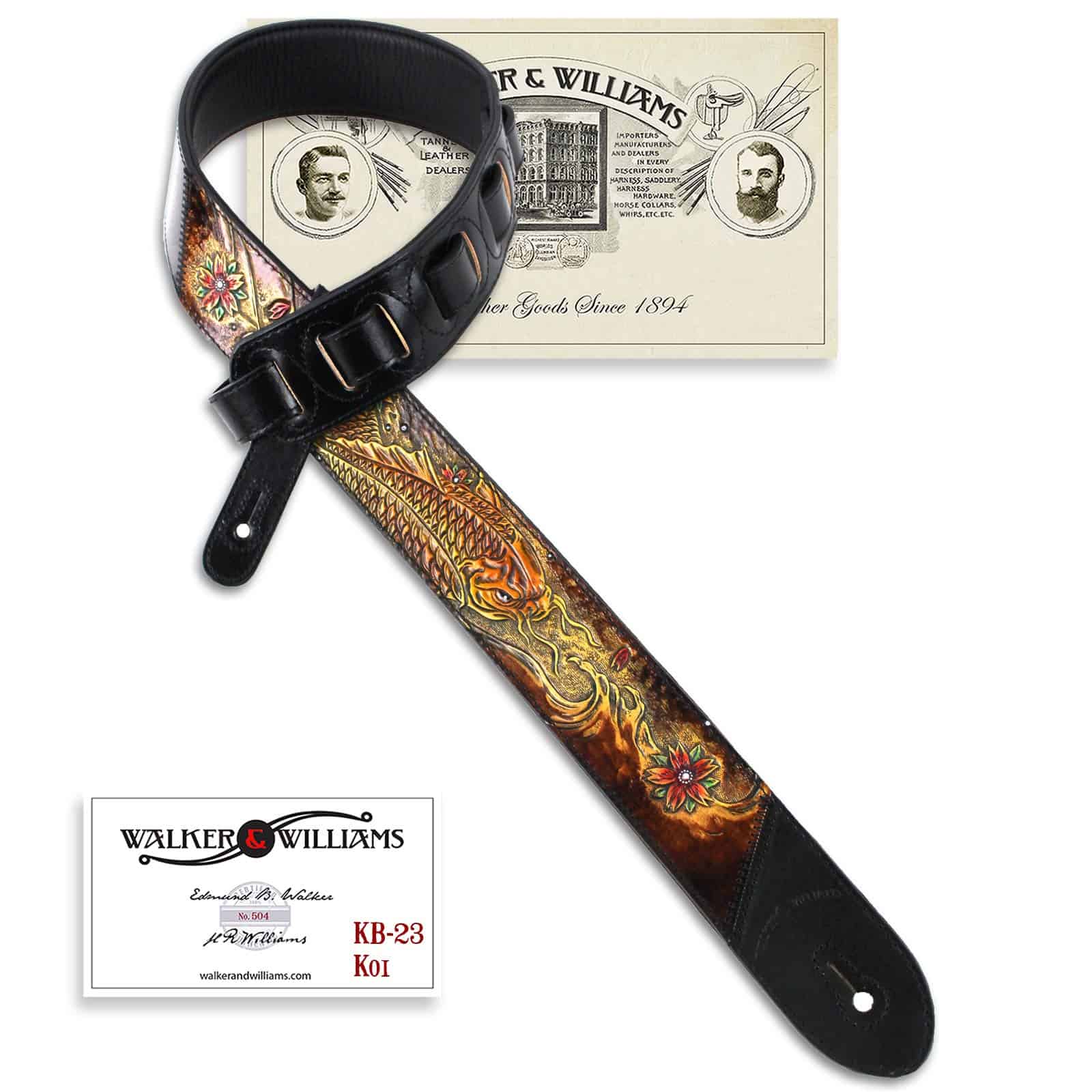 Correa de guitarra acolchada de cuero negro y marrón con - Imagen 10