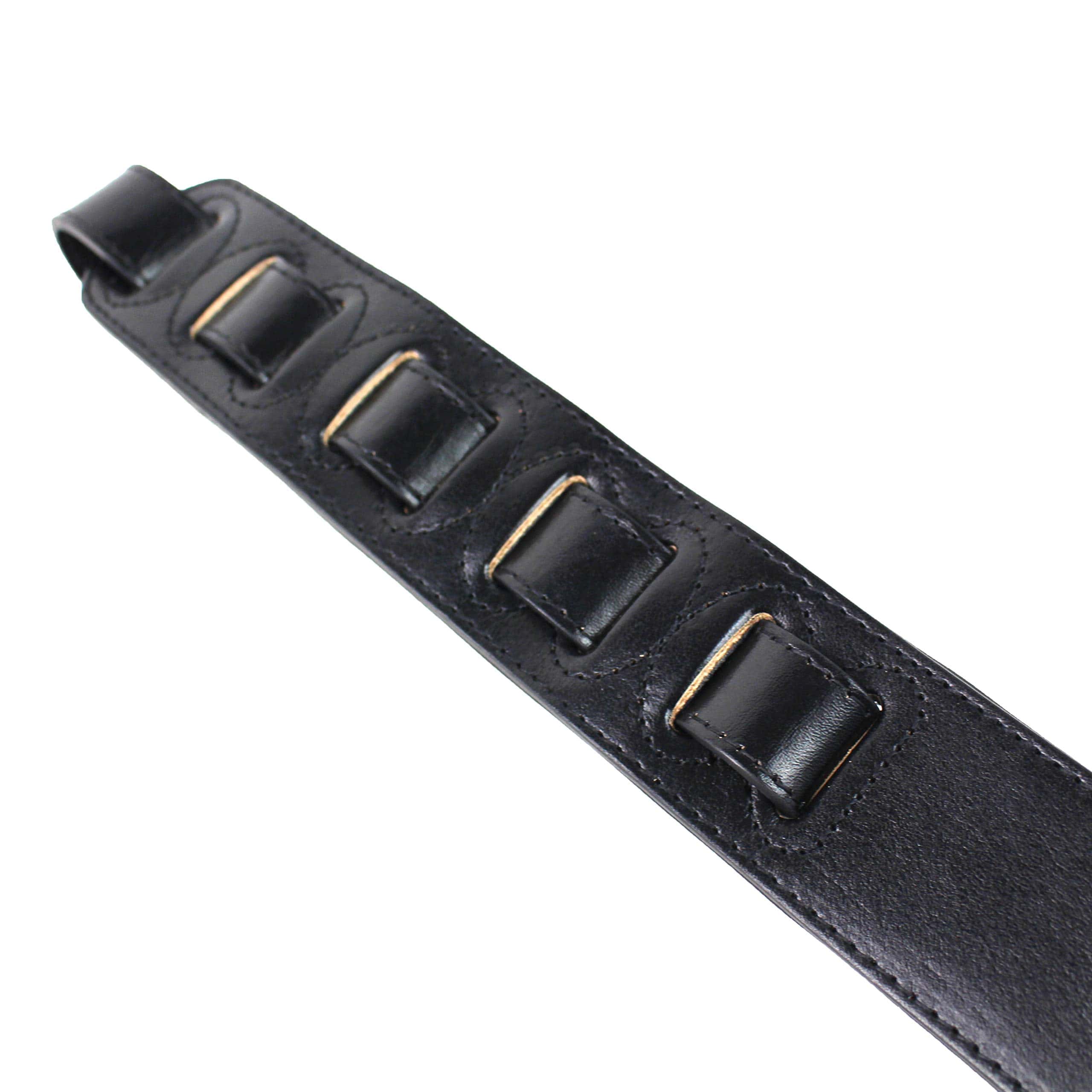 Correa de guitarra acolchada de cuero negro y marrón con - Imagen 8