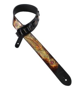 Correa de guitarra acolchada de cuero negro y marrón con