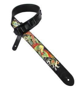 Correa de Guitarra Piel de Grano Premium Negra Lisa de 2"