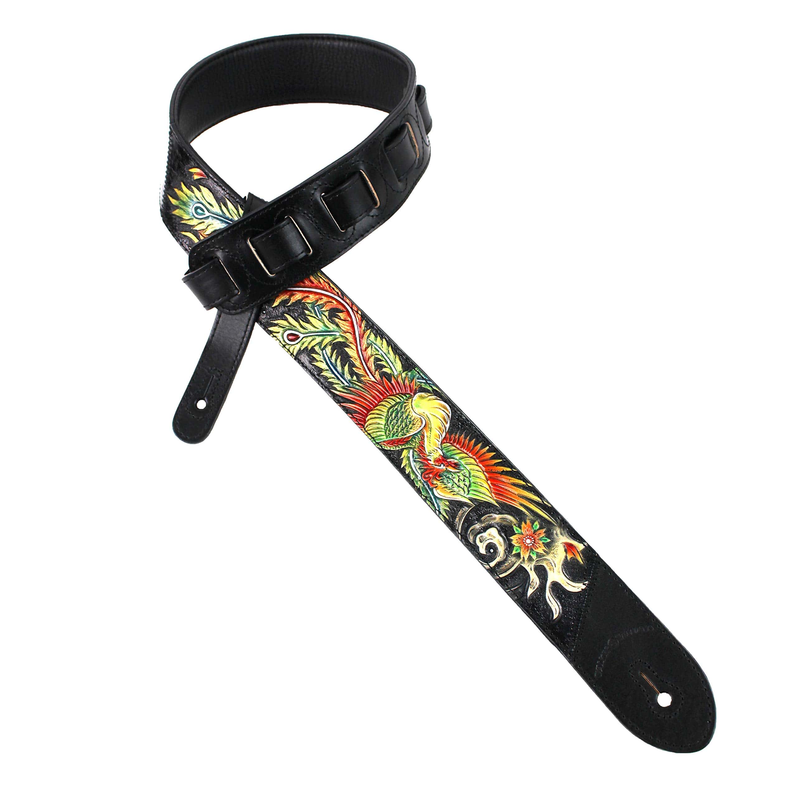 Correa de Guitarra Piel de Grano Premium Negra Lisa de 2"