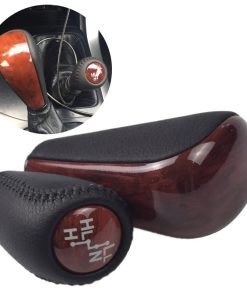 Palanca de cambios automática de cuero con madera de 4