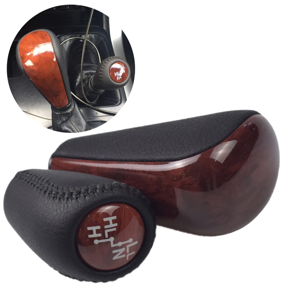 Palanca de cambios automática de cuero con madera de 4