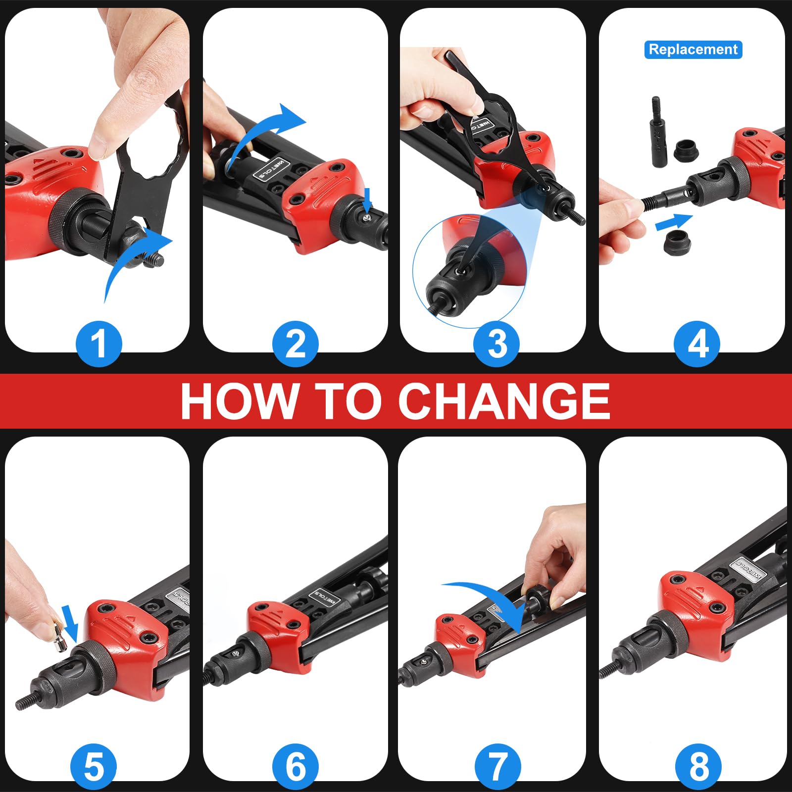 Herramienta de tuercas remachables de 16" WETOLS, Kit - Imagen 5