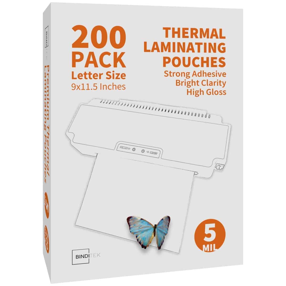 Binditek 200 Pack 5 Mil Bolsas de Laminado Térmico, 9x11.5