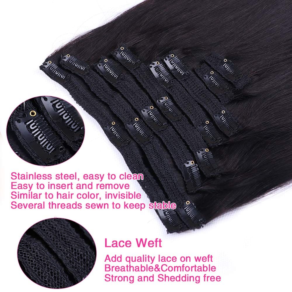 Extensiones de Cabello Clip en Cabello Humano Liso para - Imagen 6