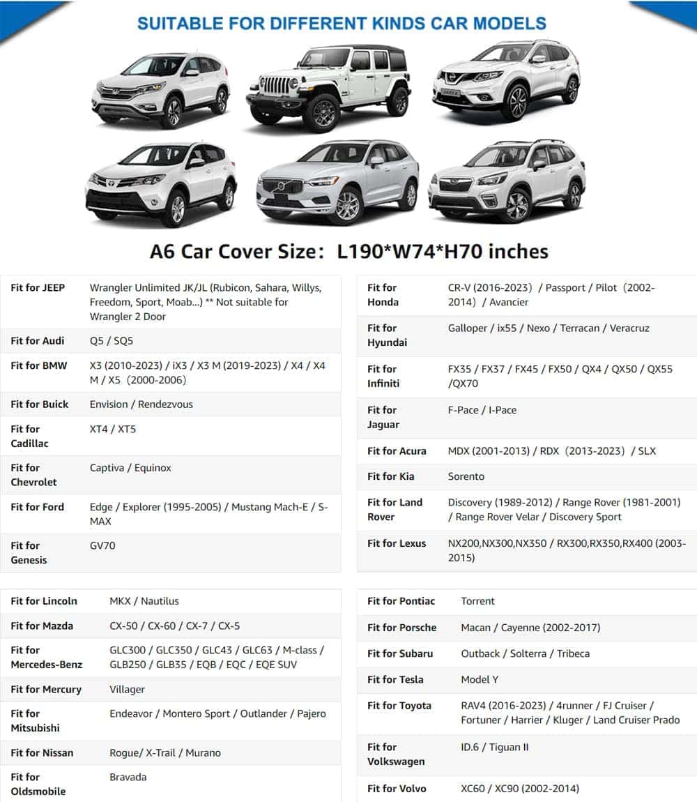 Cubierta de Coche SUV Impermeable de 6 Capas KouKou, - Imagen 6