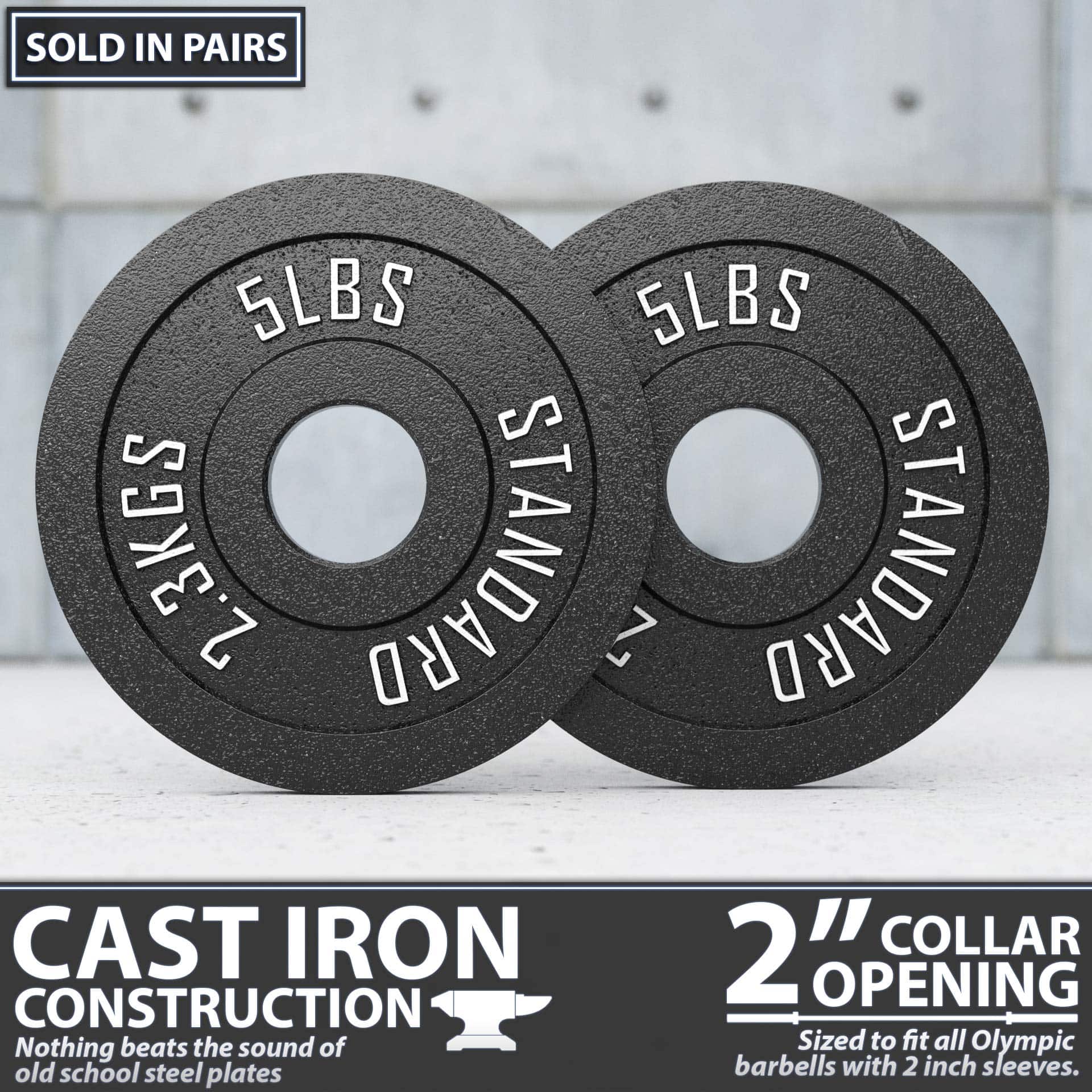 Placas de Pesas Metálicas Estándar Synergee de 5 lb Par. - Imagen 3