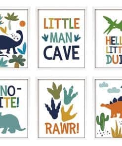 Decoración de Pared de Guardería con Dinosaurios enmarcados