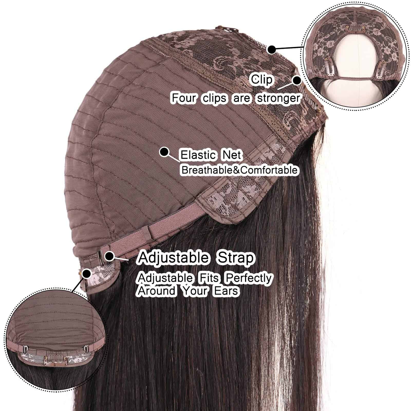 Peluca U Part de Pelo Humano para Mujeres, 100% Cabello - Imagen 6