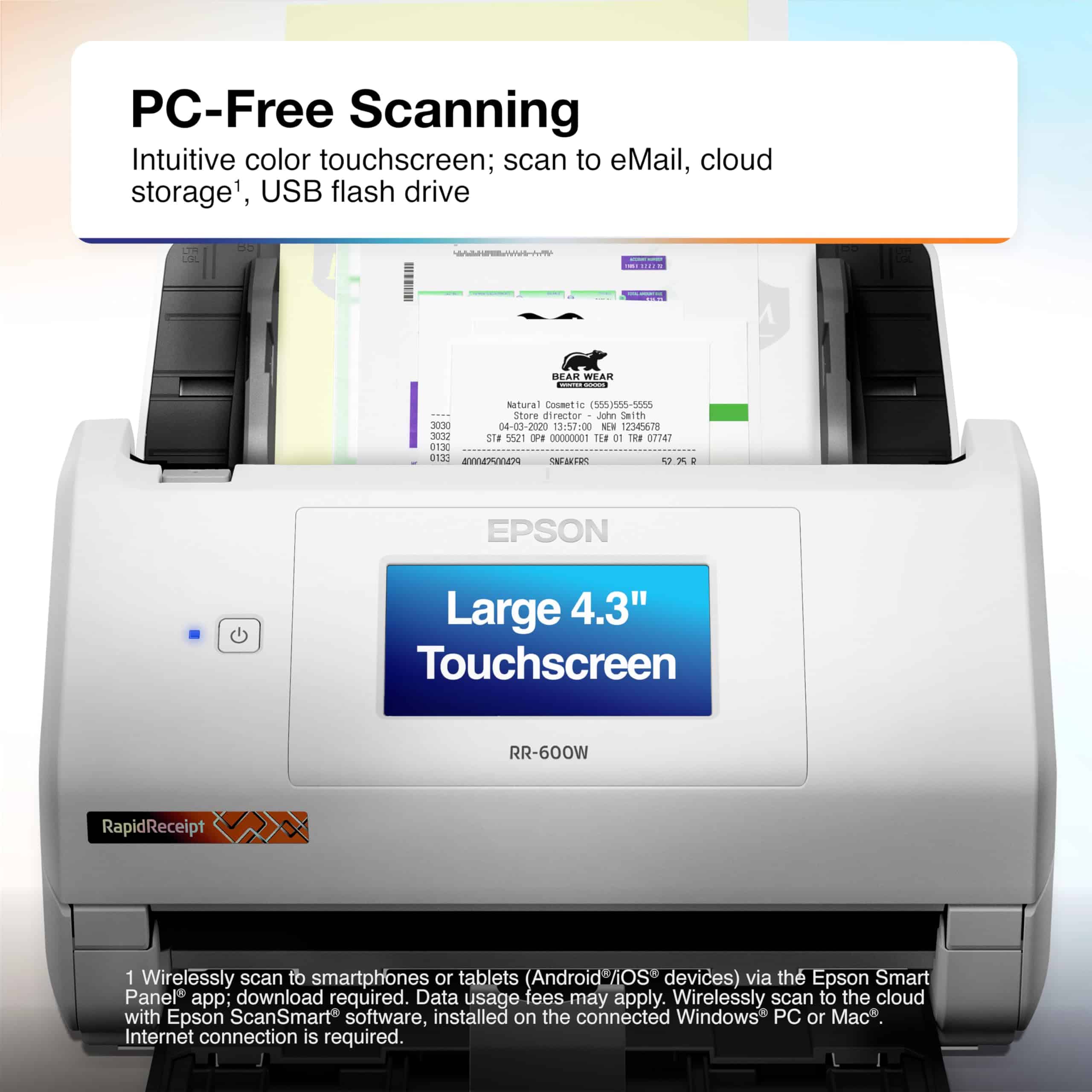 Escáner de recibos y documentos Epson RapidReceipt RR-600W - Imagen 6