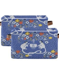 Cubo de Almacenamiento Azul Blanco Chinoiserie Mono Grande