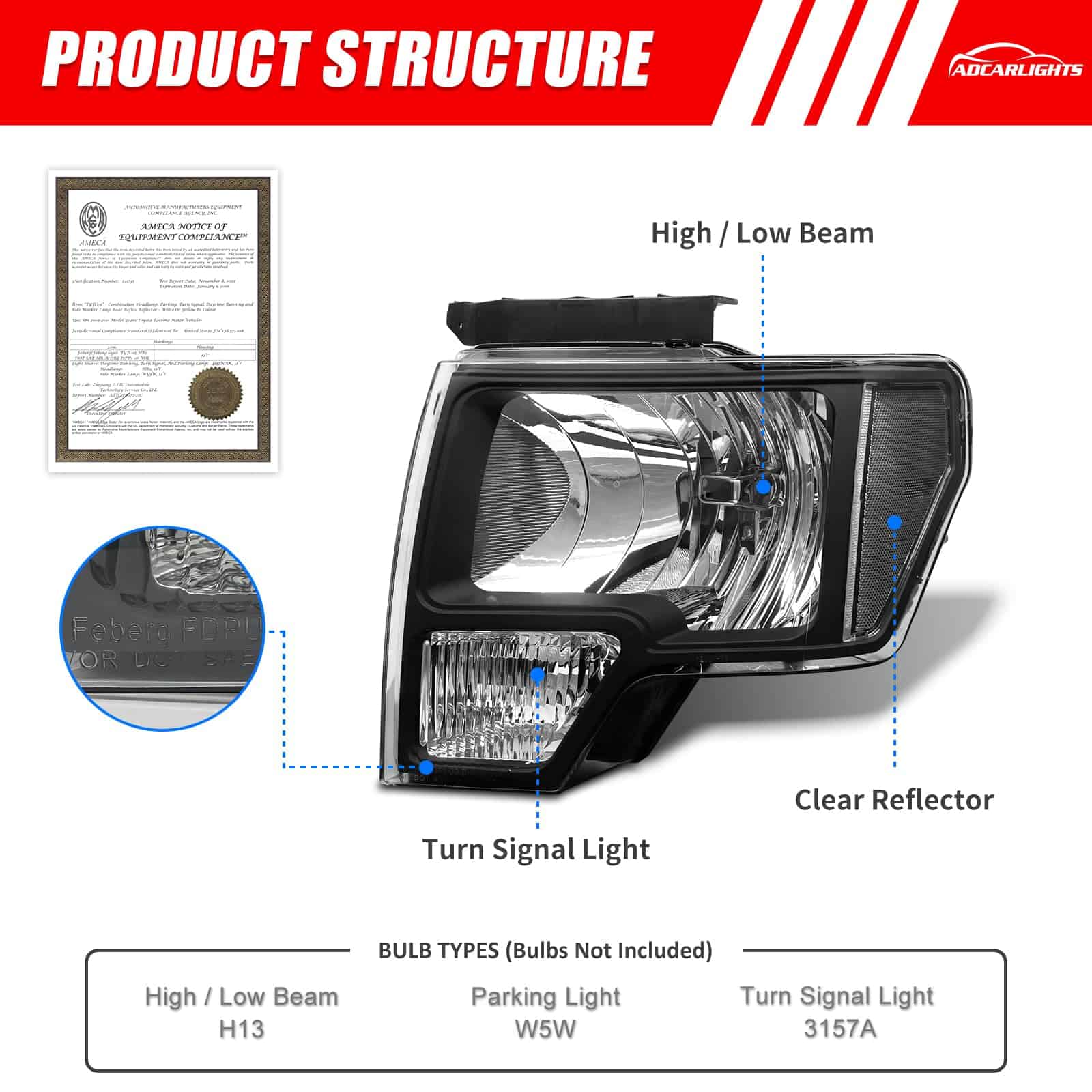 Conjunto de faros para Ford F150 Pickup 2009-2014 por - Imagen 4