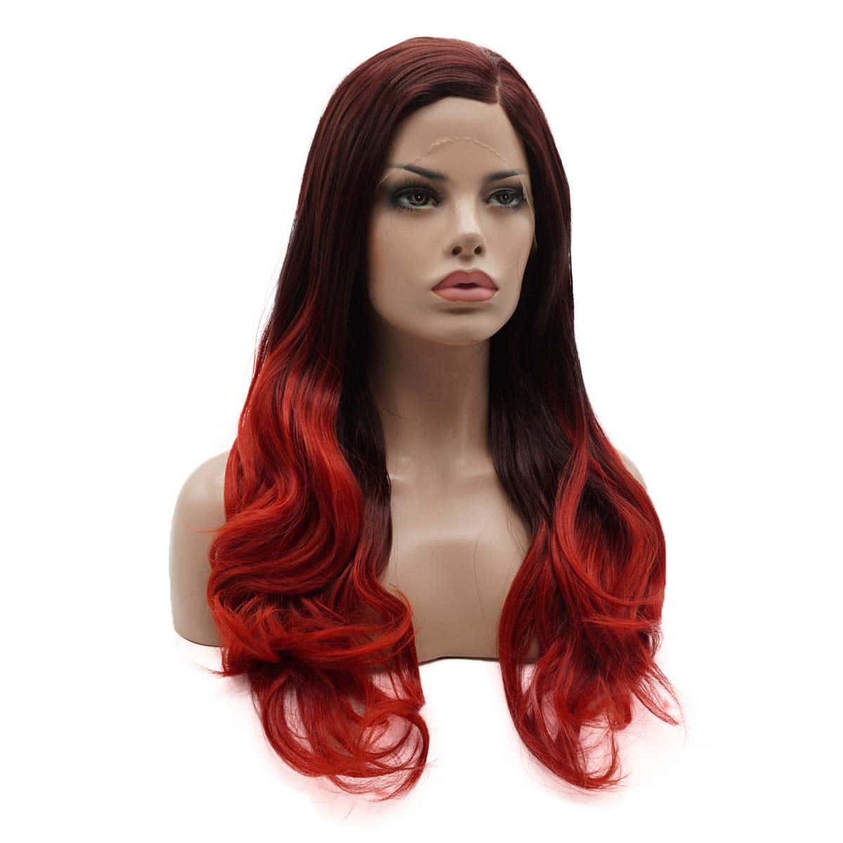 Pelucas de Encaje Sintético Lushy Hair -Rojo Raíz Oscura Omb - Imagen 3