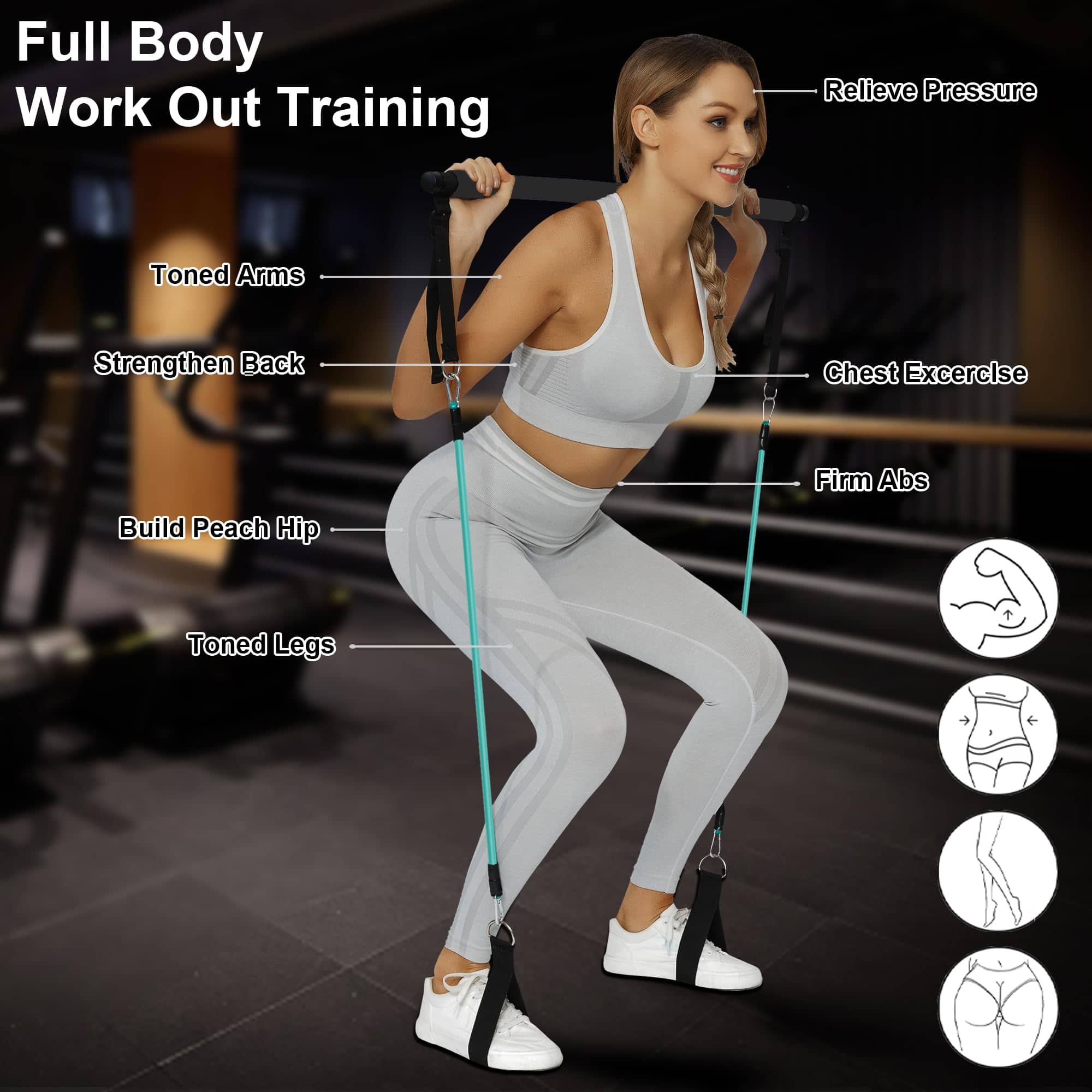 Kit de Barra de Pilates Portátil Goocrun -Negro - Estándar - Imagen 7