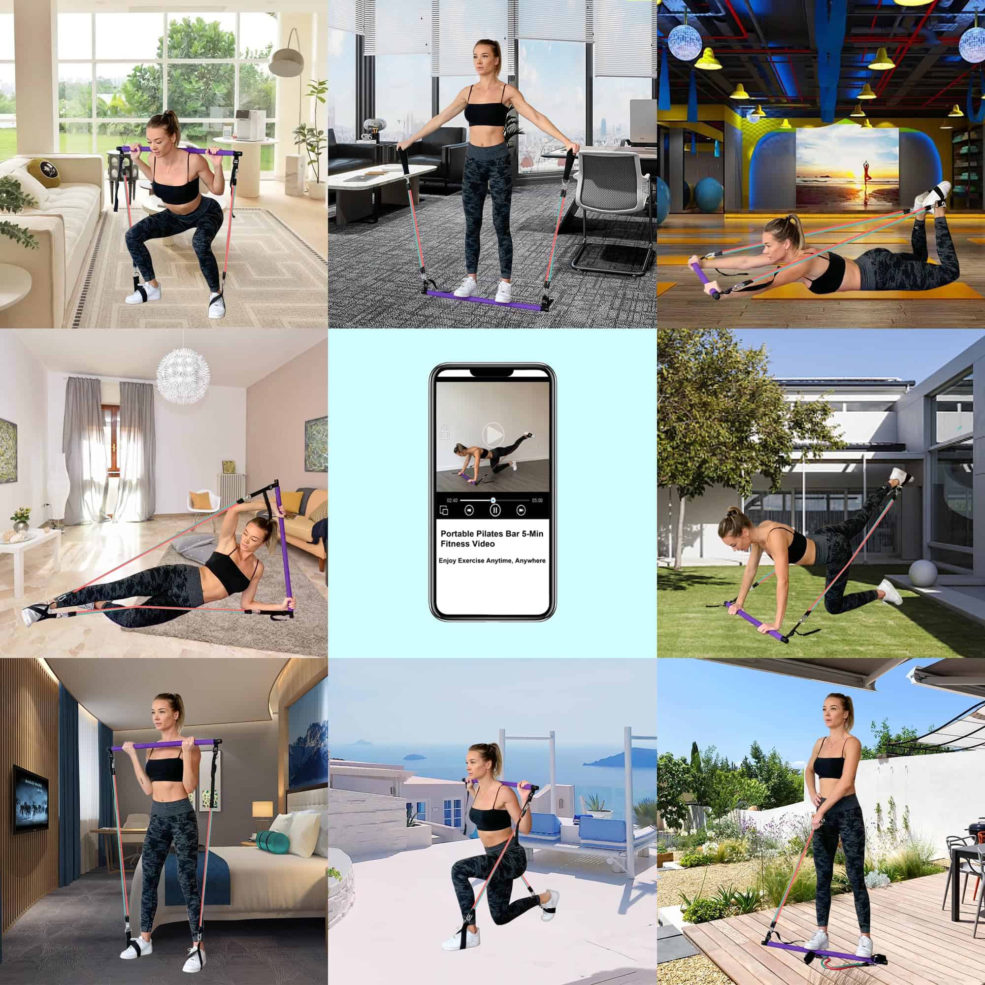 Kit de Barra de Pilates Portátil Goocrun -Negro - Estándar - Imagen 4