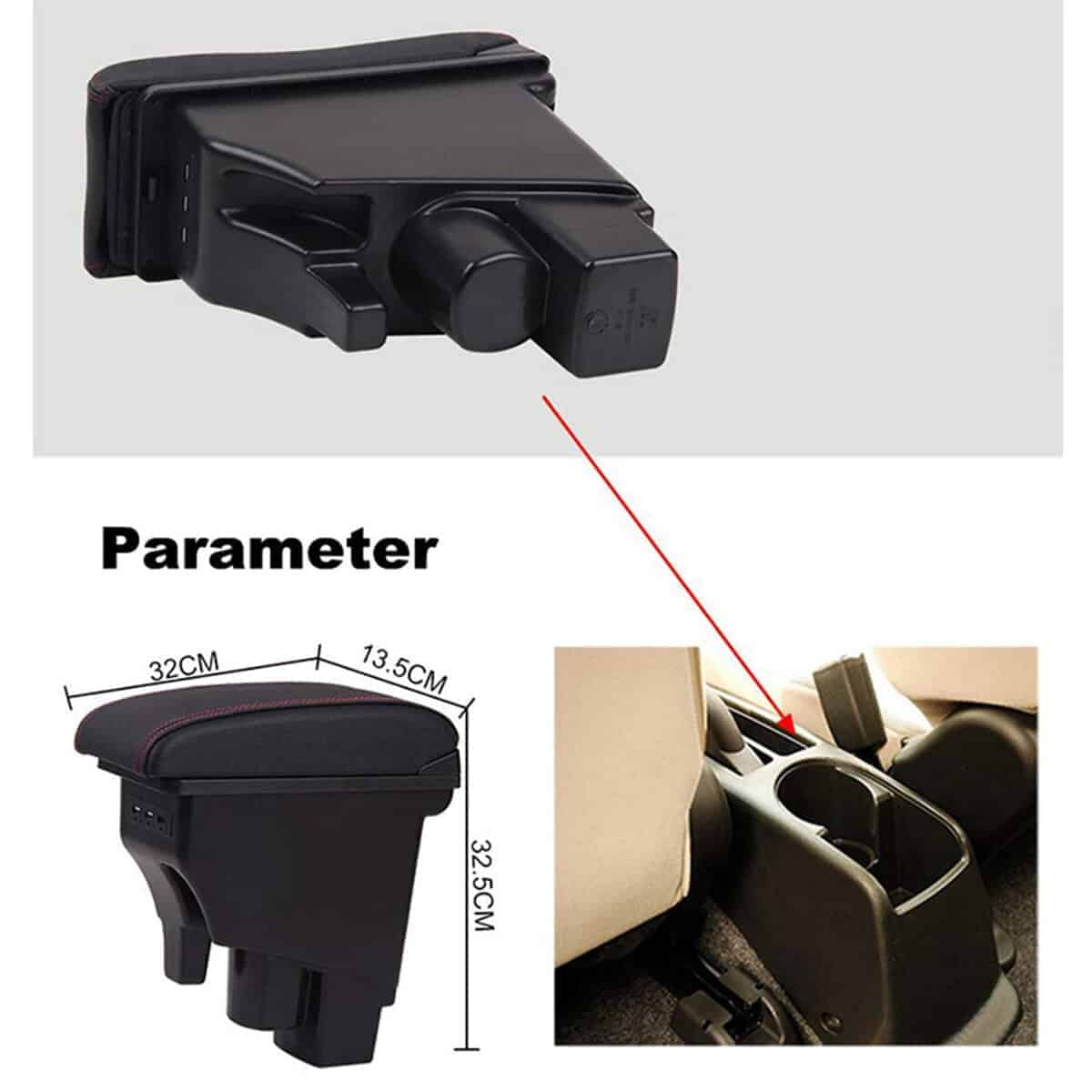 YJYWZH Caja reposabrazos para Honda Fit Jazz 2002-2008 Caja - Imagen 6