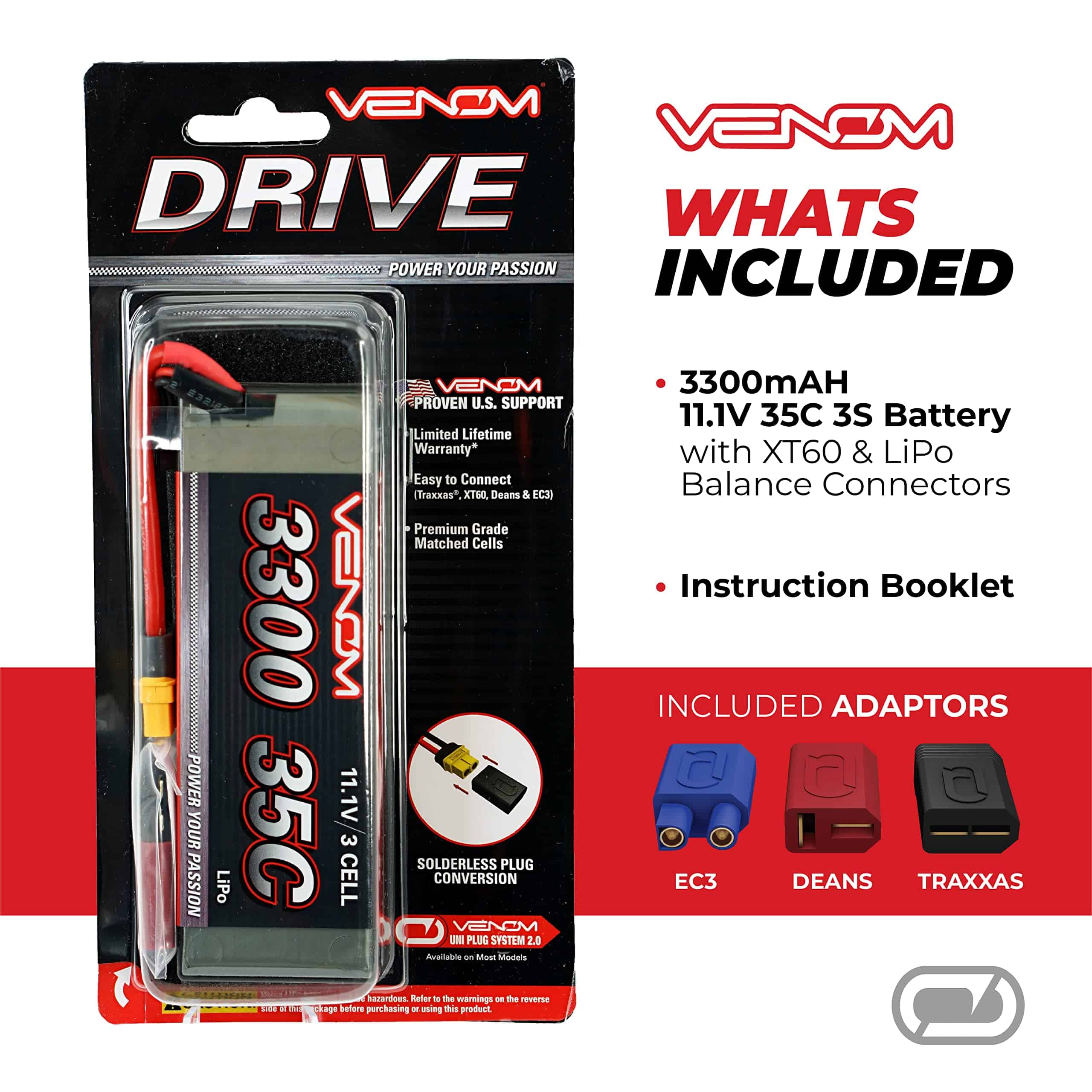 Batería Venom Drive Series 35C 3S - 3300mAh 11.1V LiPo RC - - Imagen 7