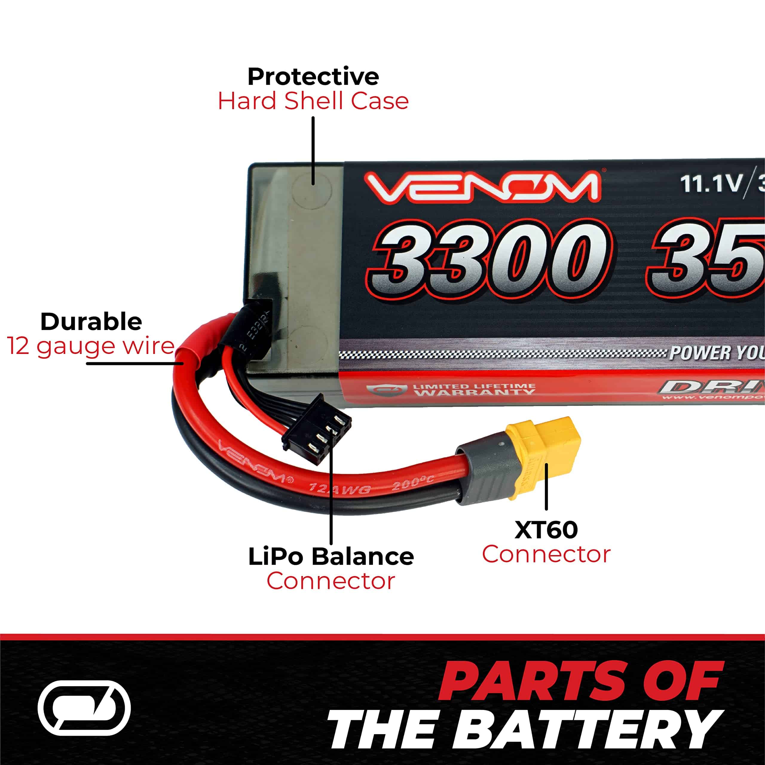 Batería Venom Drive Series 35C 3S - 3300mAh 11.1V LiPo RC - - Imagen 6