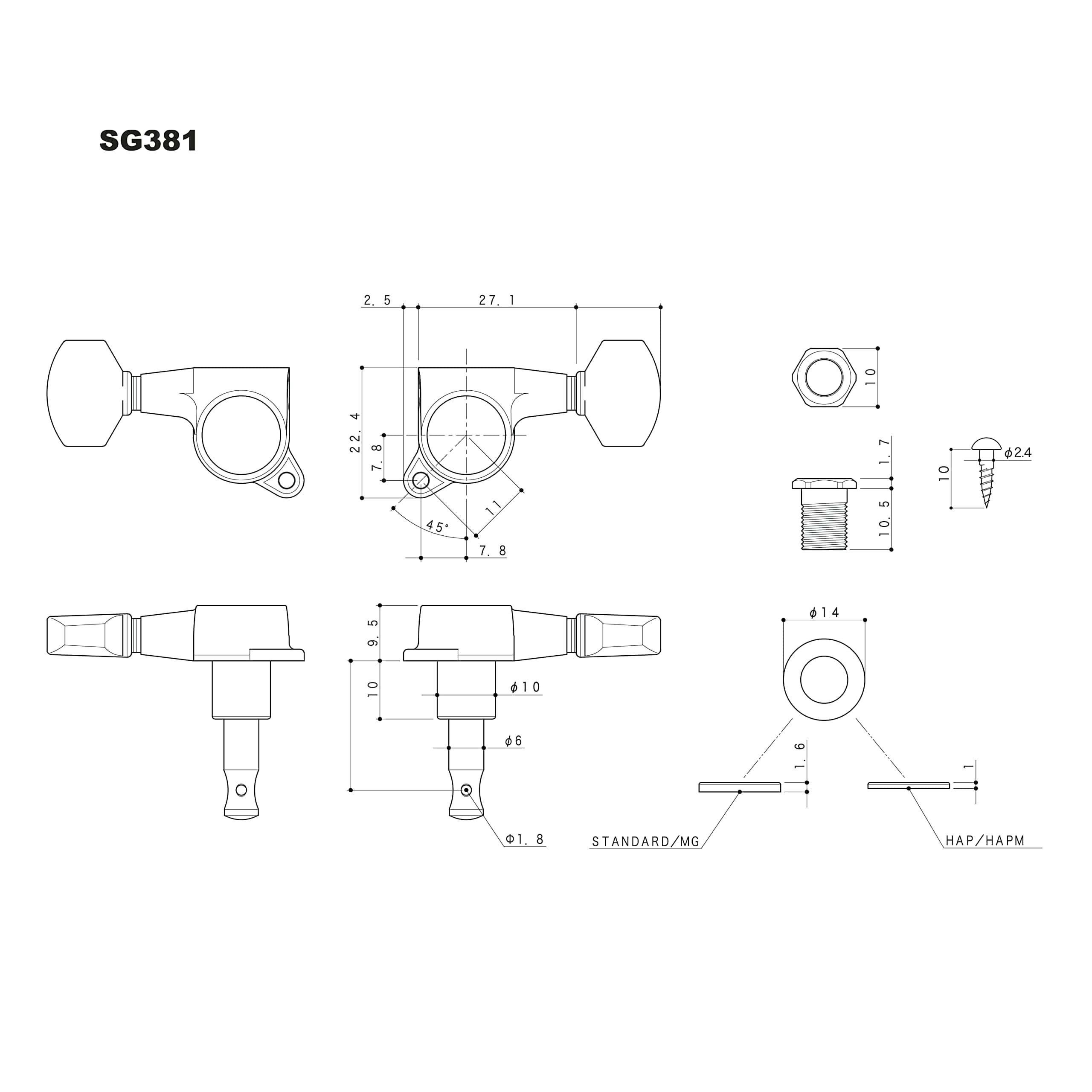 Clavijas de afinación modernas tipo Keystone de Gotoh (3 - Imagen 9