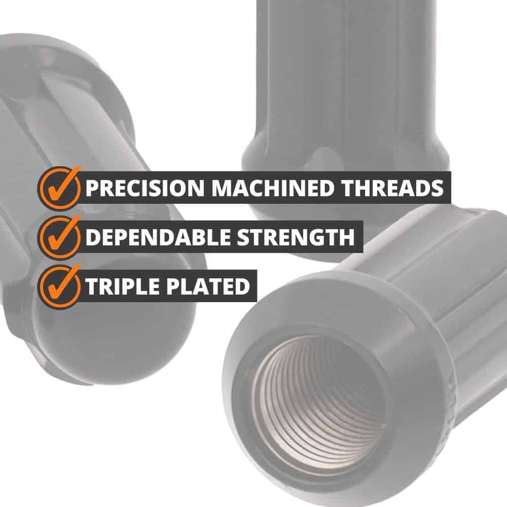 Juego de 24 Birlos Cónicos de Estriado Negro 14x1.5 1.9" de - Imagen 5