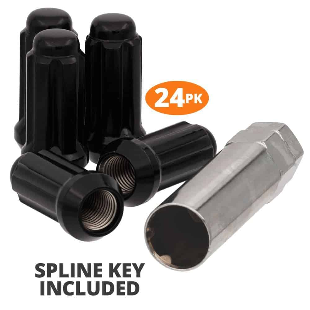 Juego de 24 Birlos Cónicos de Estriado Negro 14x1.5 1.9" de - Imagen 4