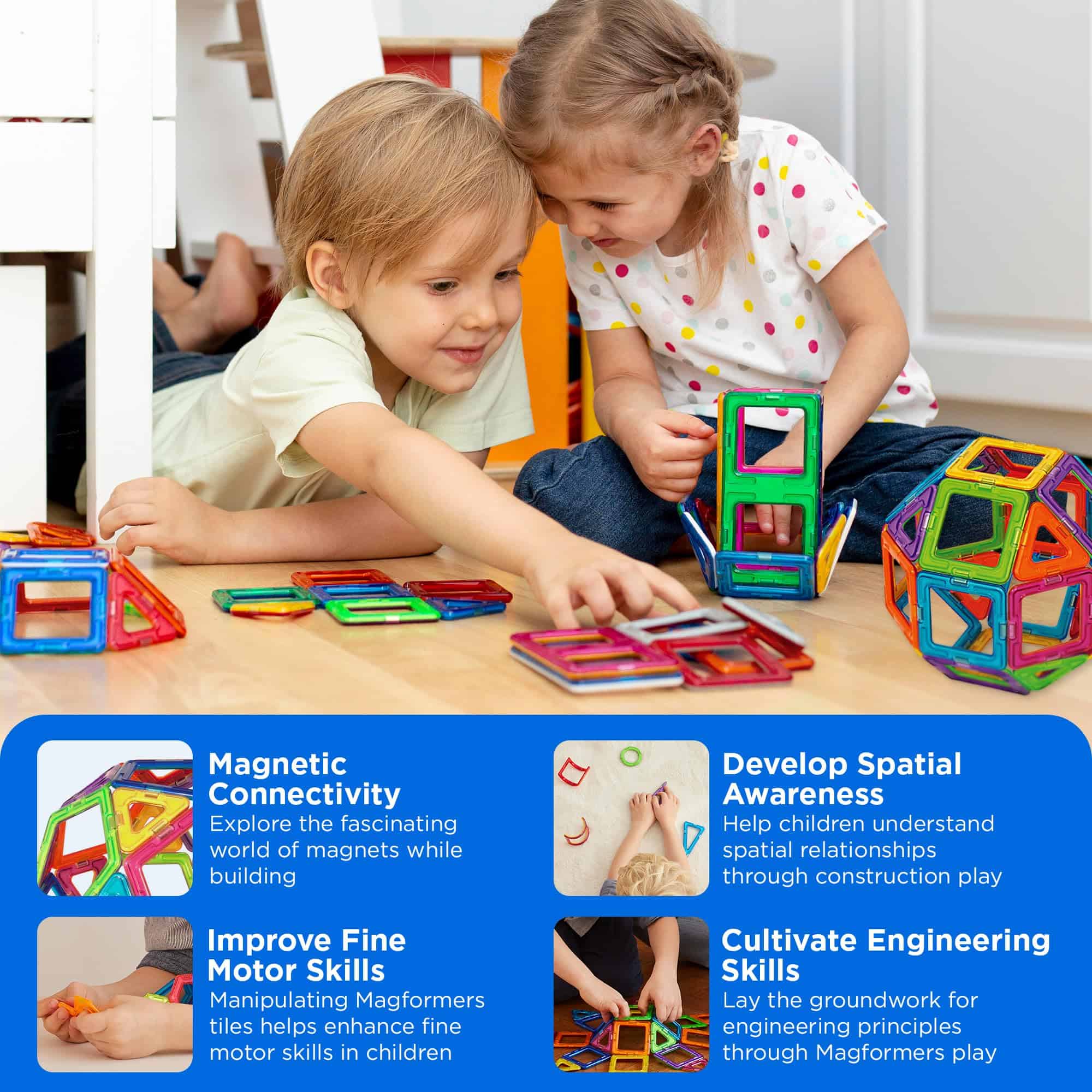 Set Magformers Rainbow de 26 piezas | Bloques magnéticos de - Imagen 4