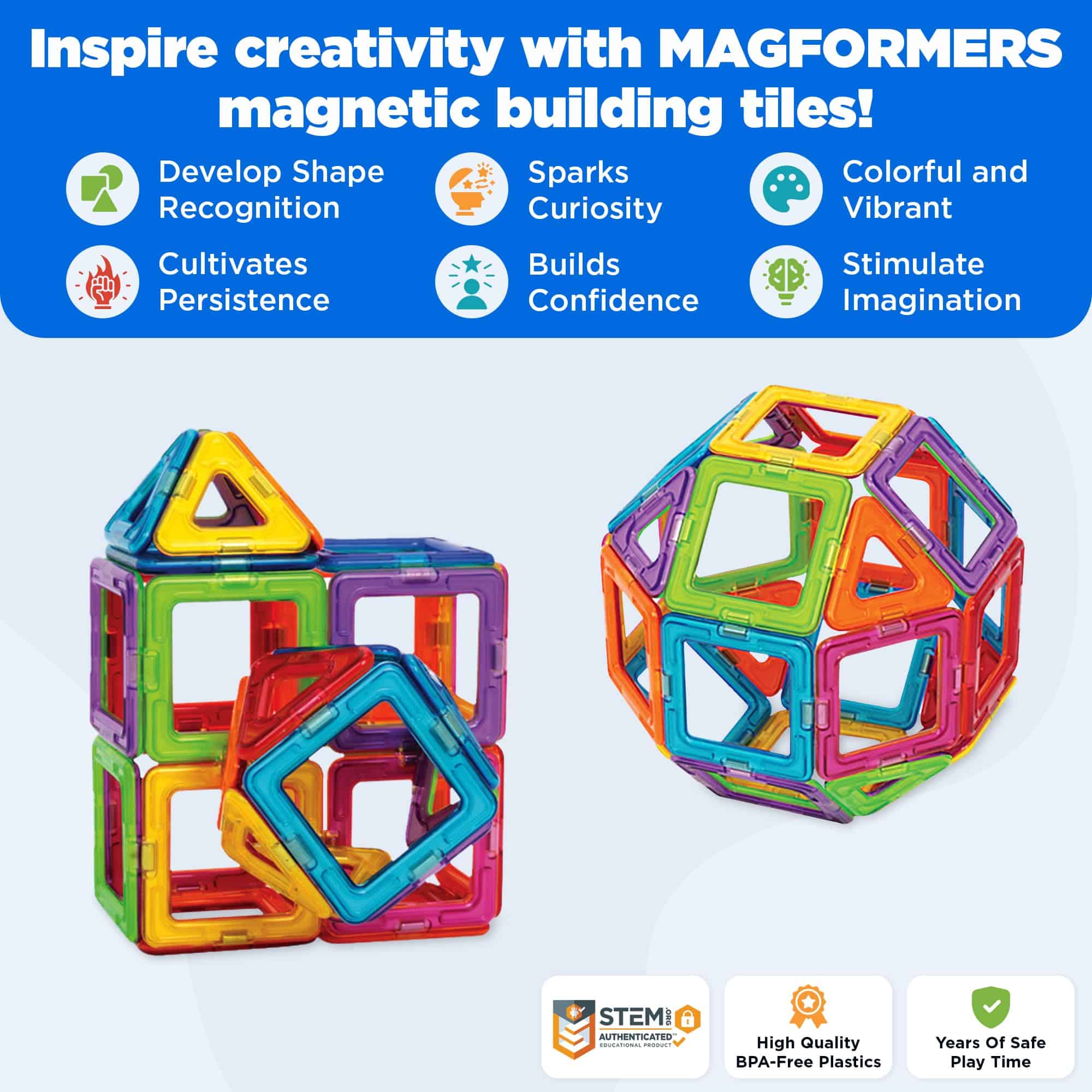 Set Magformers Rainbow de 26 piezas | Bloques magnéticos de - Imagen 3