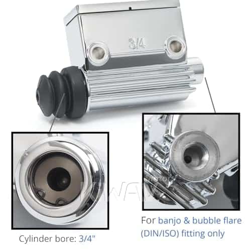Cilindro maestro de freno trasero KiWAV 3/4" Bore cromado - Imagen 3