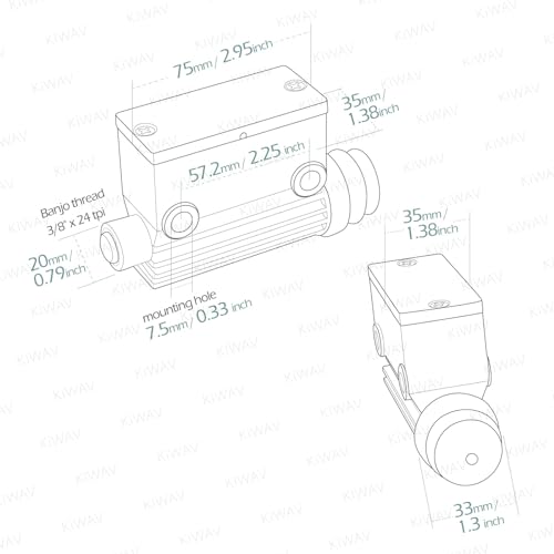 Cilindro maestro de freno trasero KiWAV 3/4" Bore cromado - Imagen 5