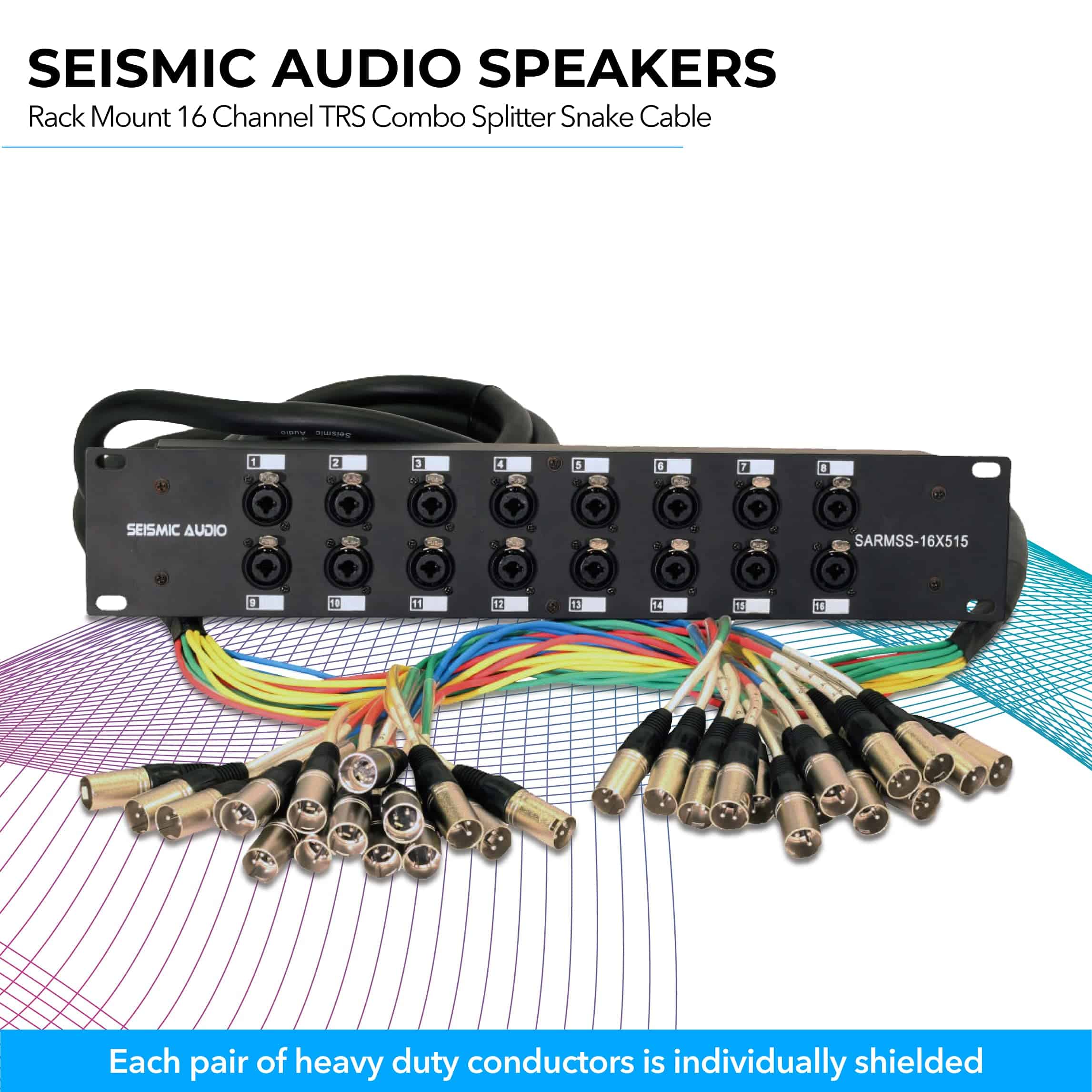 Seismic Audio Rack Mount 16 Channel TRS Combo Splitter - Imagen 4
