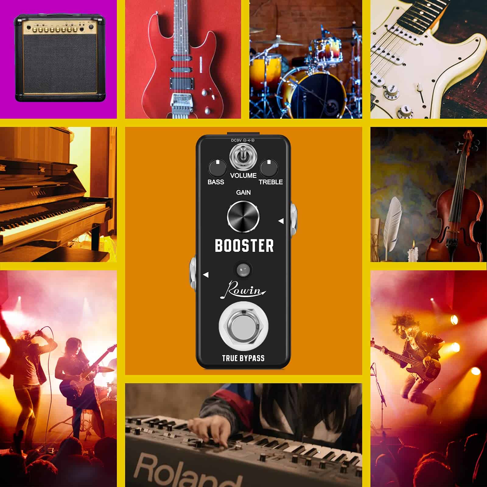 Pedal de refuerzo Rowin con sonido de distorsión rico True - Imagen 8