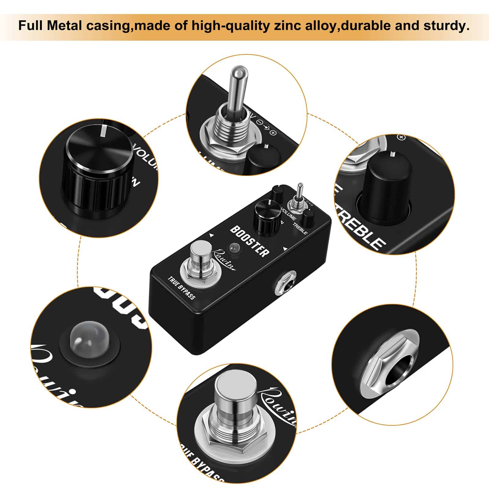 Pedal de refuerzo Rowin con sonido de distorsión rico True - Imagen 5