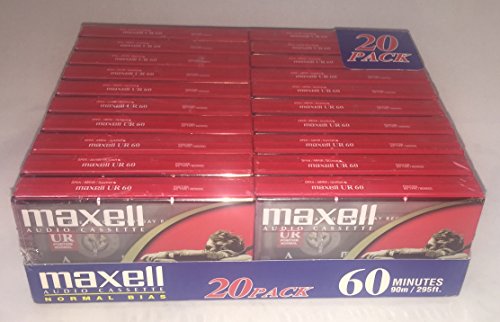 Paquete de 20 casetes de audio en blanco Maxell UR 60