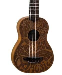 Ukulele Soprano de Caoba Luna Love Music Peace con Funda de