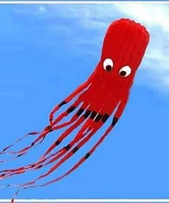 Cometa grande de pulpo parafole de 7M Roja con mango y