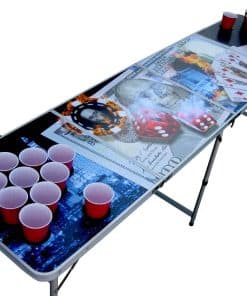 Mesa de Beer Pong Portátil Vegas Poker con Agujeros