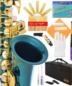 Saxofón Alto Lazarro Profesional Cuerpo Azul Marino Llaves