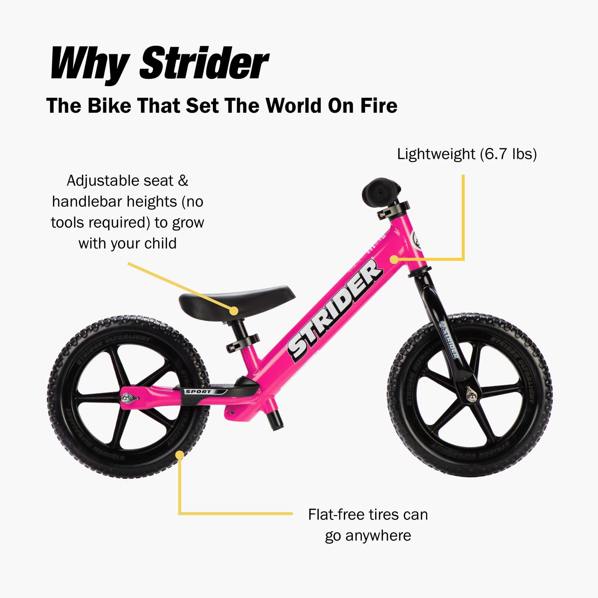 Bicicleta para niños Strider 12 Sport, Rosa - Bicicleta de - Imagen 6