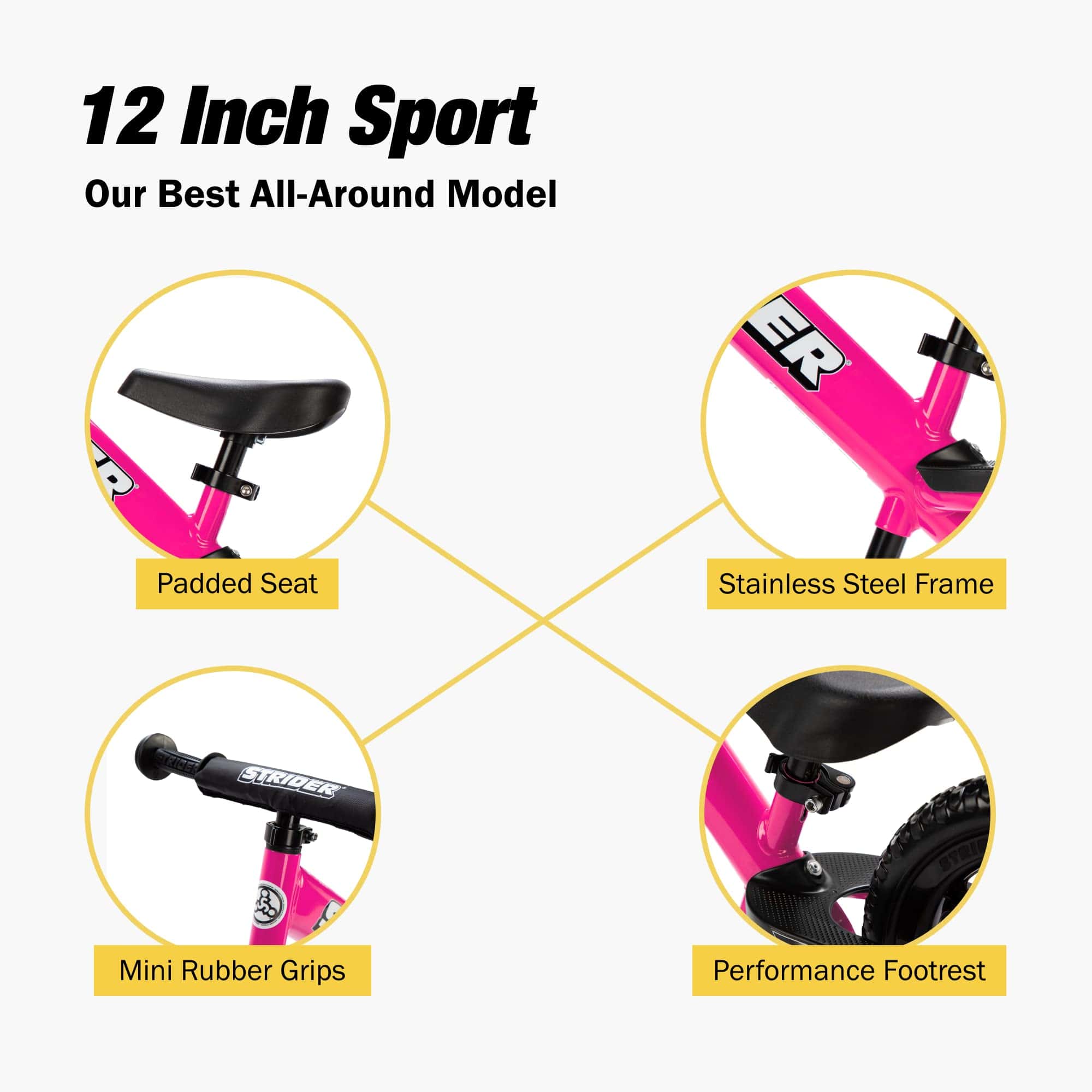 Bicicleta para niños Strider 12 Sport, Rosa - Bicicleta de - Imagen 4