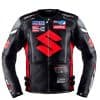 Chamarra de Cuero para Motocicleta Corelli MG Suzuki Negra