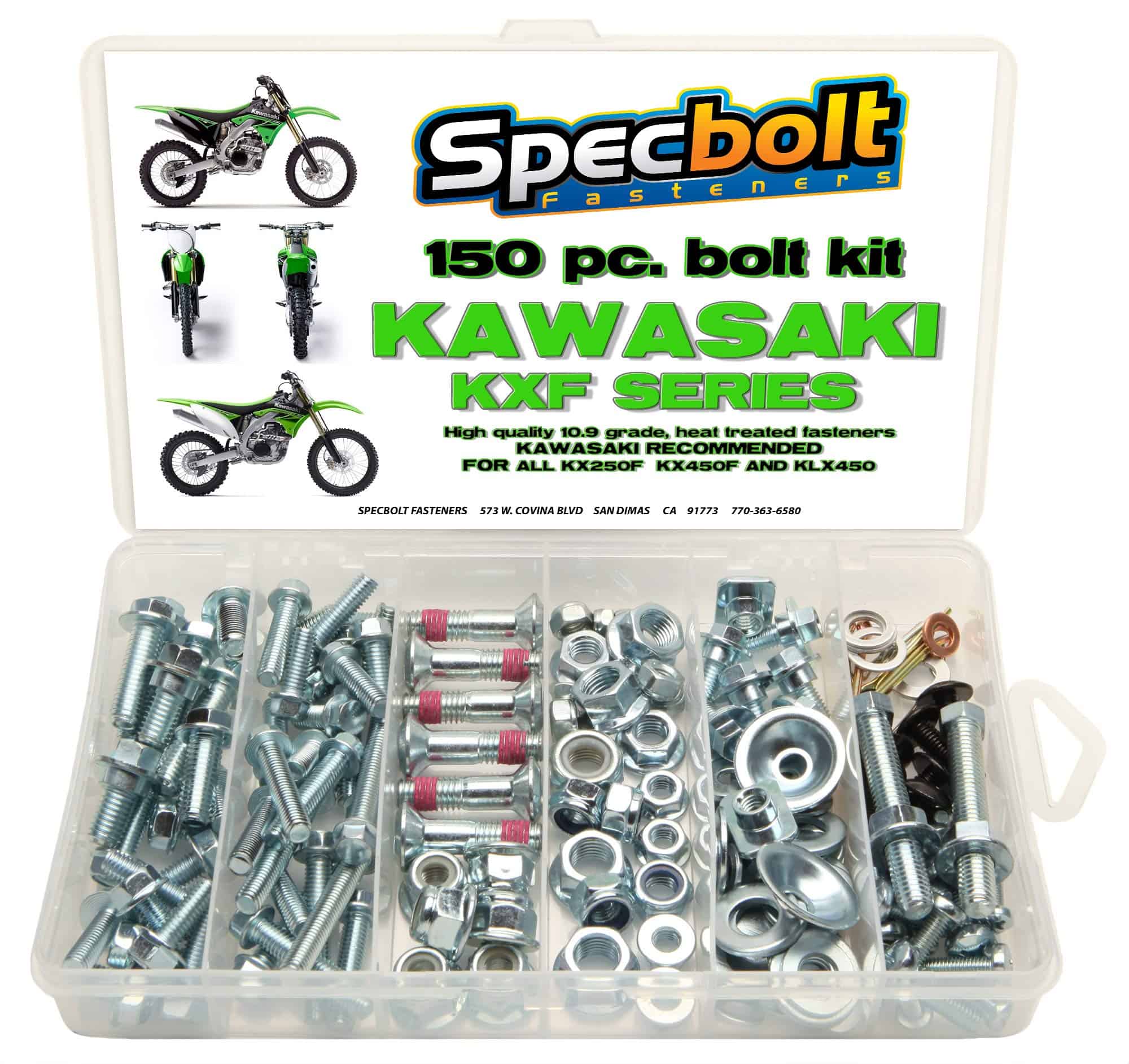 Kit de pernos Specbolt Kawasaki KXF 250 450 de 150 piezas