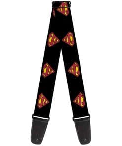 Correa de guitarra Buckle-Down - Escudo de Superman Negro -