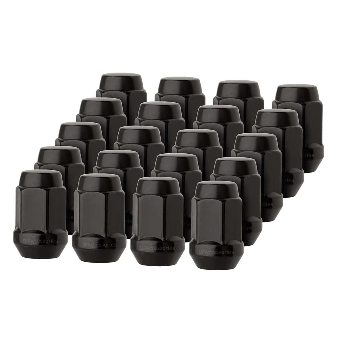 DPAccessories 20 Birlos de Rueda Negros 1/2-20 de Acero -