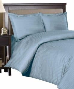 Juego de Cubiertas de Edredón de Rayas 100% Algodón Suave y