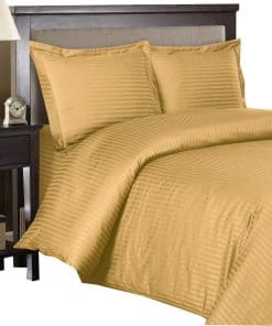 Juego de Funda Nórdica a Rayas de Algodón -Dorado