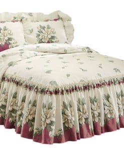 Colcha ligera para cama con falda de volantes floral