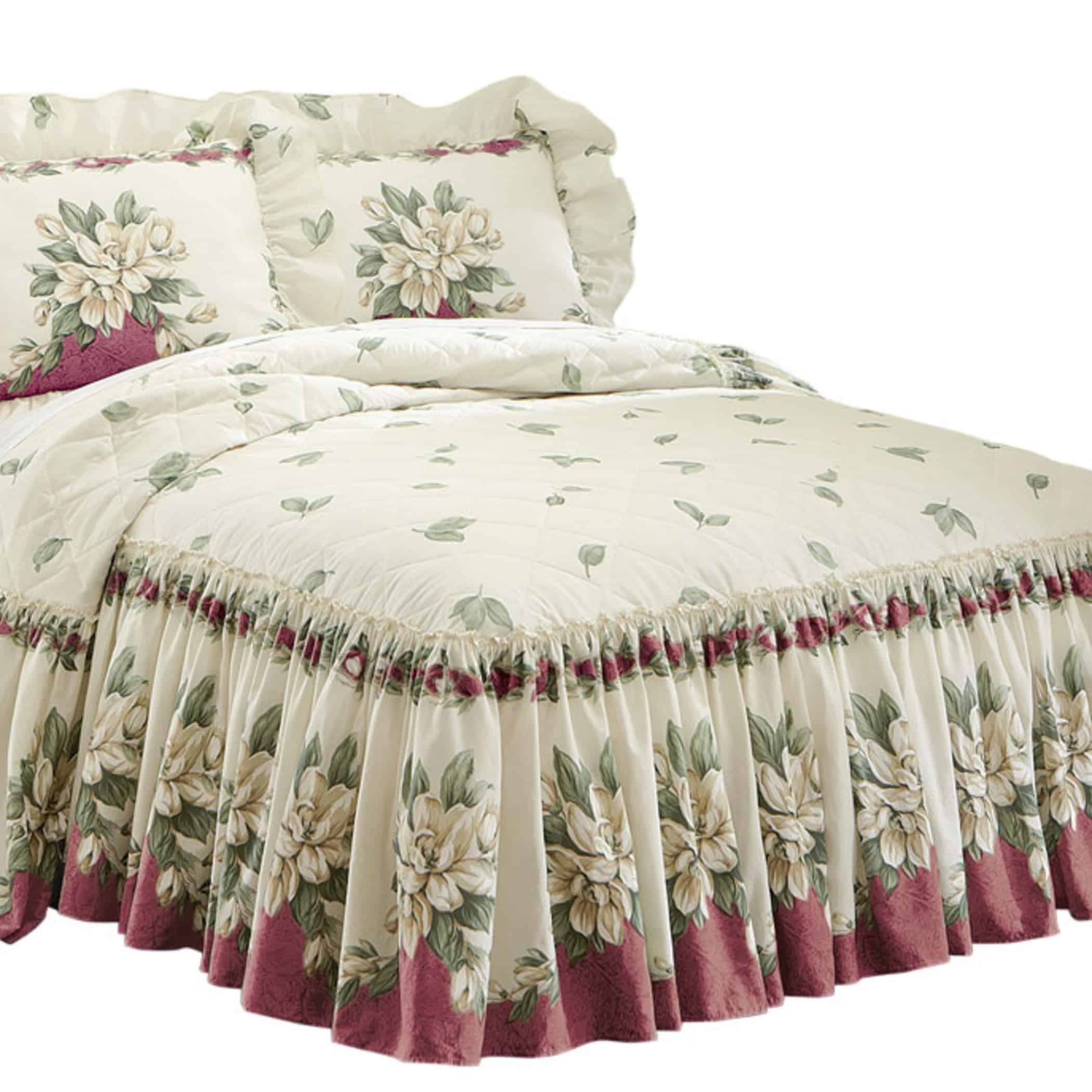Colcha ligera para cama con falda de volantes floral